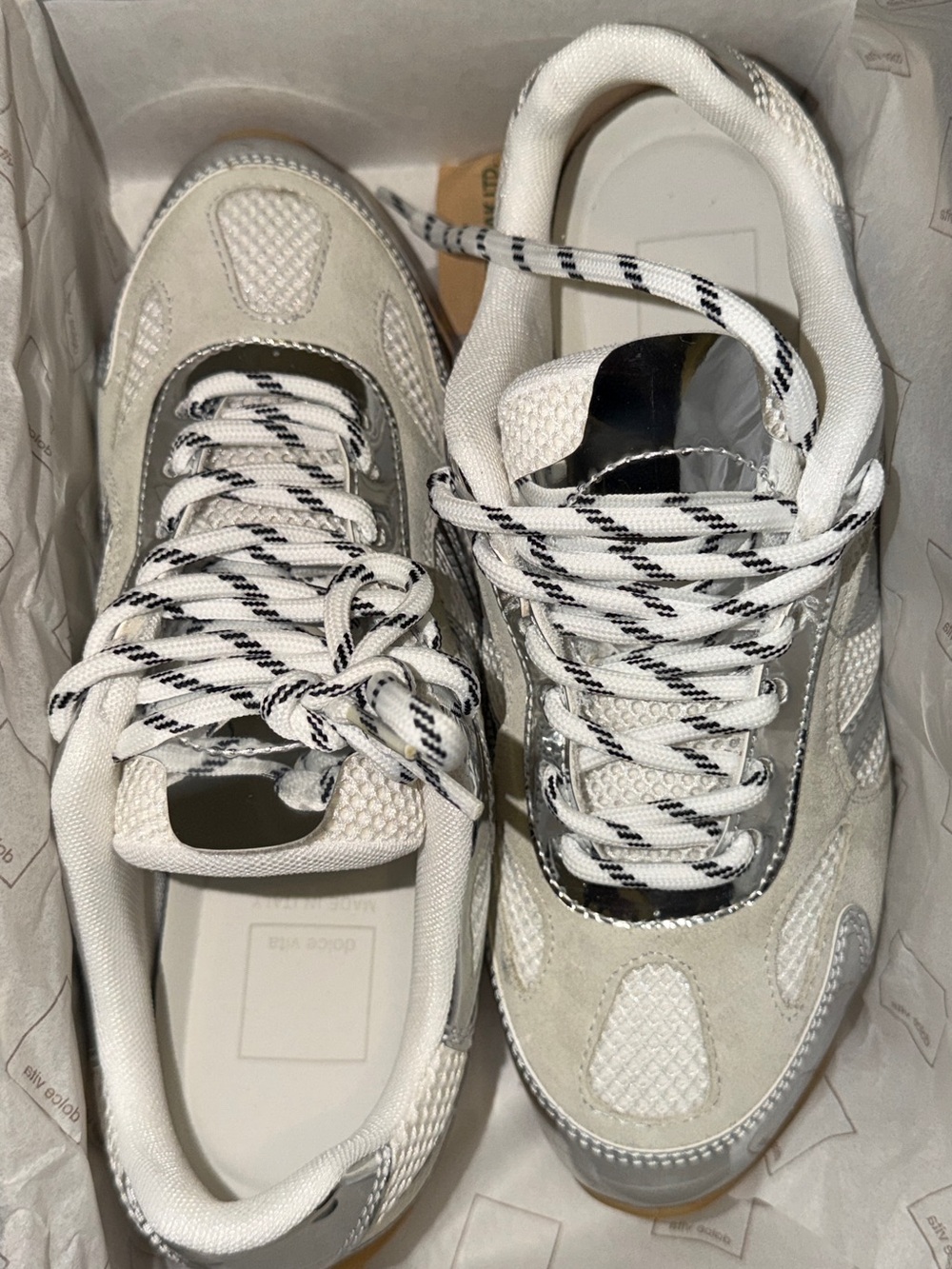 Dolce vita white and silver sneakers